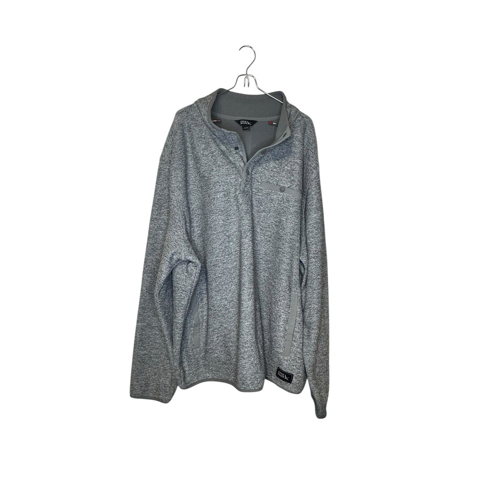 Eddie Bauer Men's Sweater‎ Fleece 1/4 Snap Pullover Mock Neck Heather Gray XXL